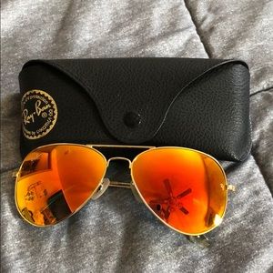 FINAL SALE Ray Ban Large Aviator Mirror Sunglasses